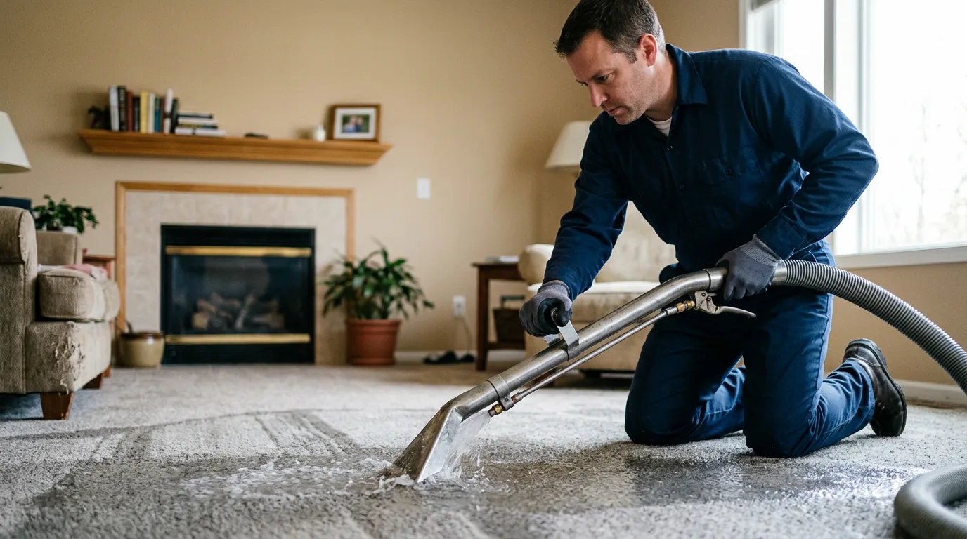 Water damage restoration technician working near Depauw, IN